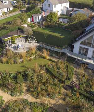 An aerial photograph of the Sitting Spiritually garden in Lyme Regis
